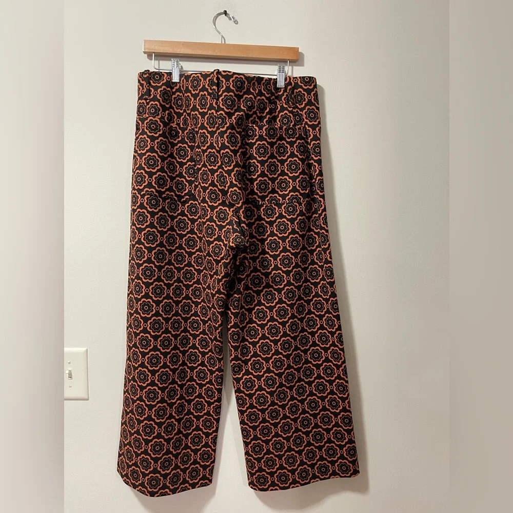 Maeve Anthropologie Colette Wide Leg High Waist Ponte Motif Cropped Pants Sz 34 - Picture 8 of 11